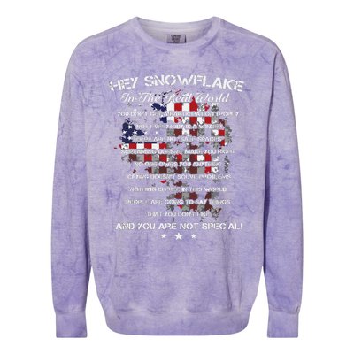 Hey Snowflake In The Real World Veteran Military Colorblast Crewneck Sweatshirt