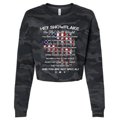 Hey Snowflake In The Real World Veteran Military Cropped Pullover Crew