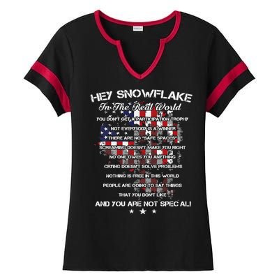 Hey Snowflake In The Real World Veteran Military Ladies Halftime Notch Neck Tee