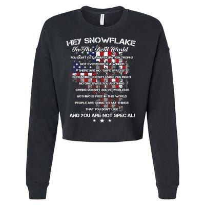 Hey Snowflake In The Real World Veteran Military Cropped Pullover Crew
