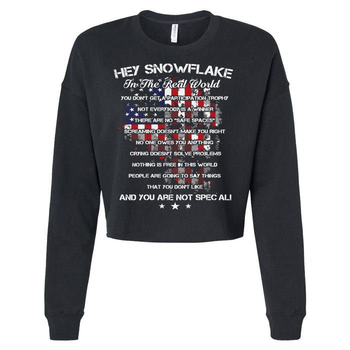 Hey Snowflake In The Real World Veteran Military Cropped Pullover Crew