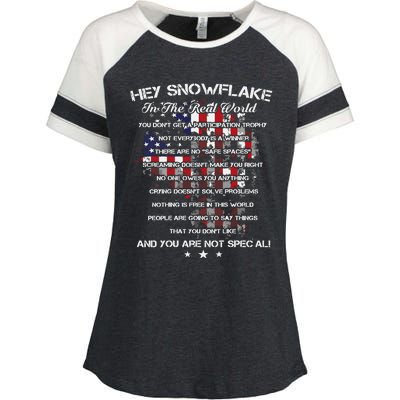 Hey Snowflake In The Real World Veteran Military Enza Ladies Jersey Colorblock Tee