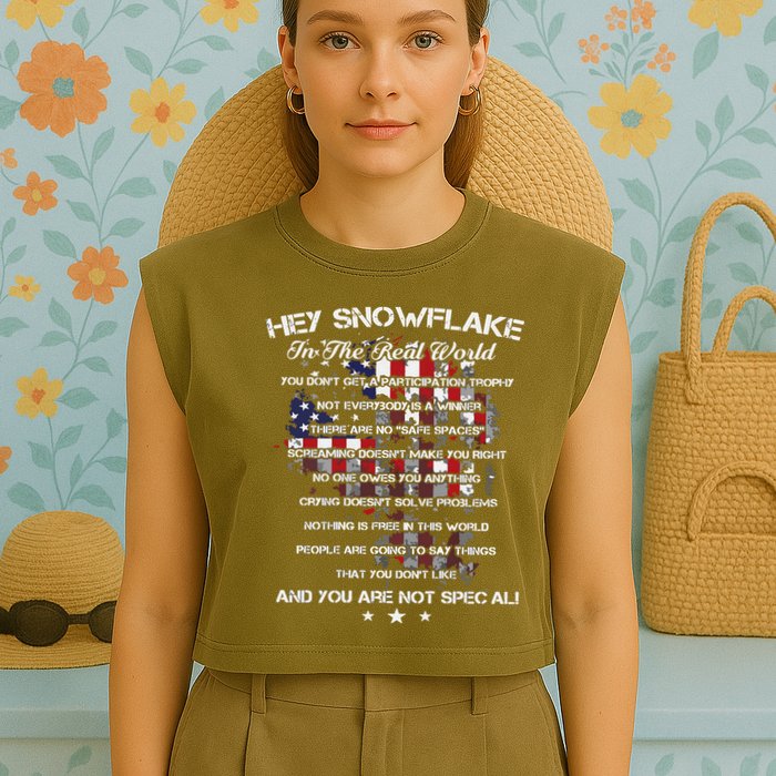 Hey Snowflake In The Real World Veteran Military Garment-Dyed Women's Muscle Tee