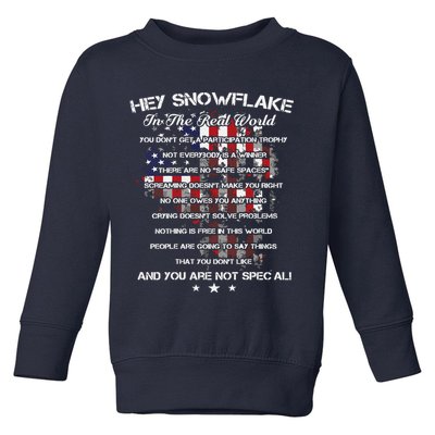 Hey Snowflake In The Real World Veteran Military Toddler Sweatshirt