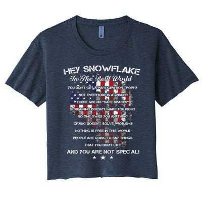 Hey Snowflake In The Real World Veteran Military Women's Crop Top Tee