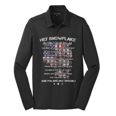 Hey Snowflake In The Real World Veteran Military Silk Touch Performance Long Sleeve Polo