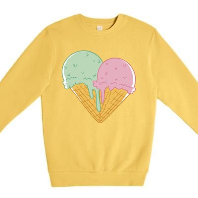 Heart Shaped Ice Cream Cute Gift Premium Crewneck Sweatshirt