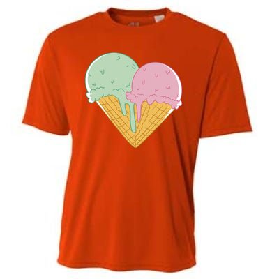 Heart Shaped Ice Cream Cute Gift Cooling Performance Crew T-Shirt