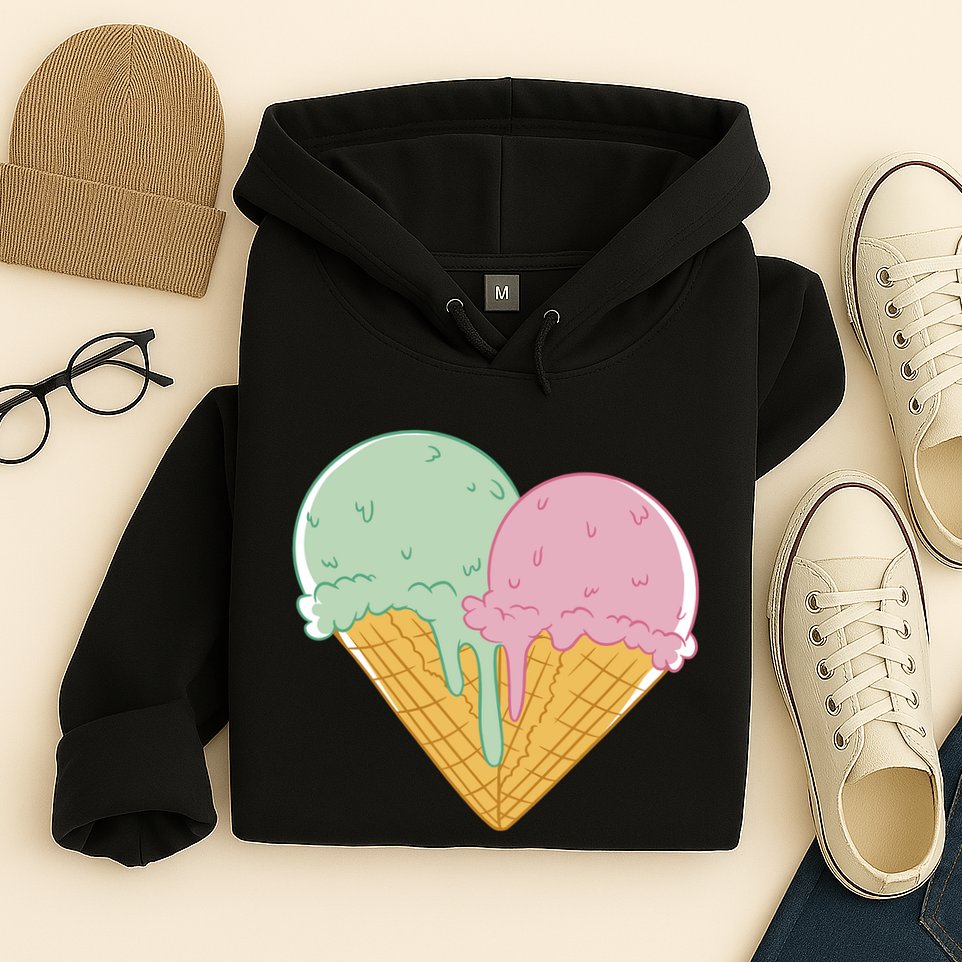 Heart Shaped Ice Cream Cute Gift Hoodie