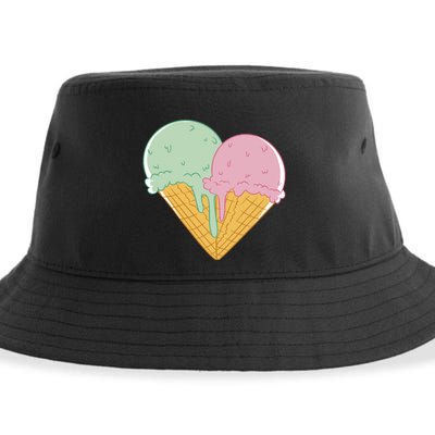 Heart Shaped Ice Cream Cute Gift Sustainable Bucket Hat