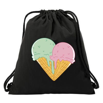 Heart Shaped Ice Cream Cute Gift Drawstring Bag