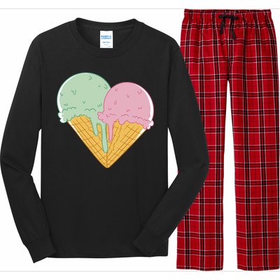 Heart Shaped Ice Cream Cute Gift Long Sleeve Pajama Set