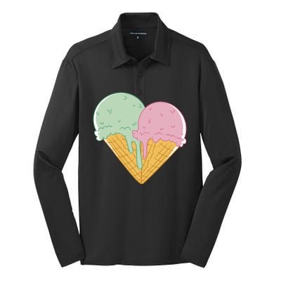 Heart Shaped Ice Cream Cute Gift Silk Touch Performance Long Sleeve Polo