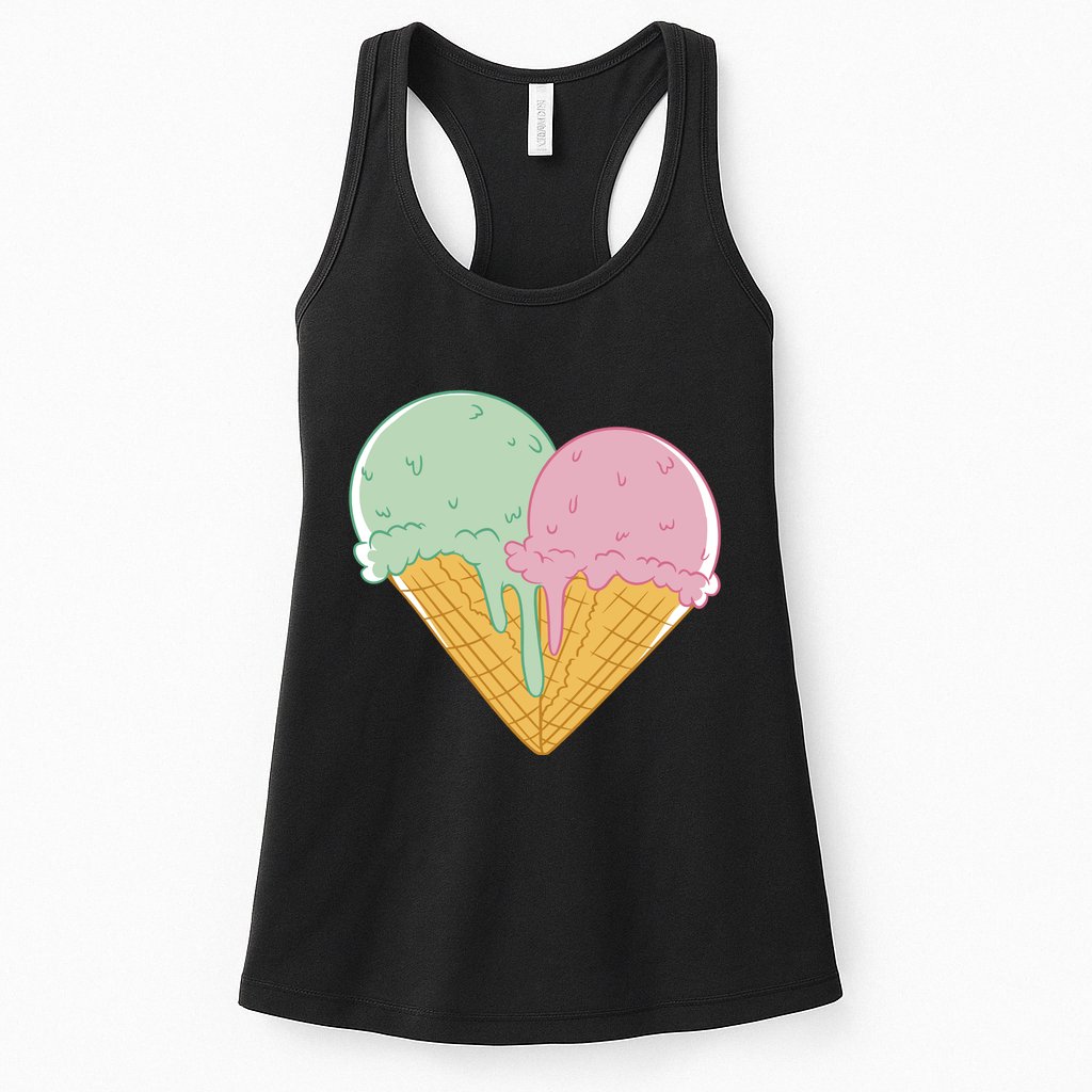 Heart Shaped Ice Cream Cute Gift Womens Tank Top