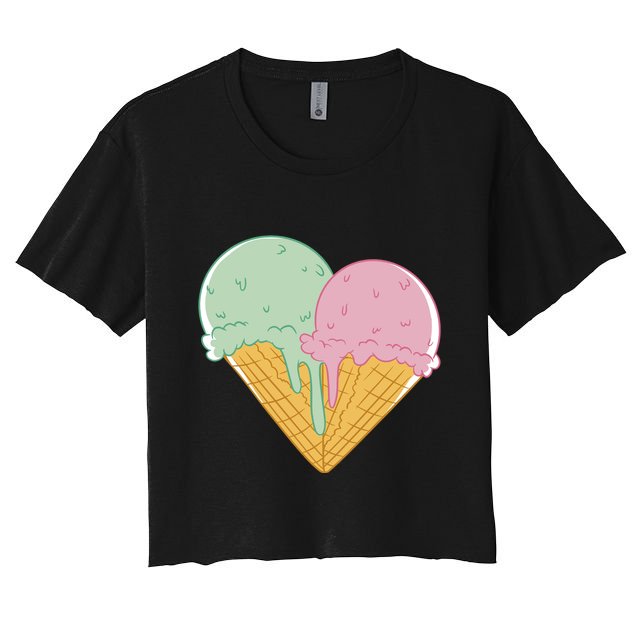 Heart Shaped Ice Cream Cute Gift Crop Top