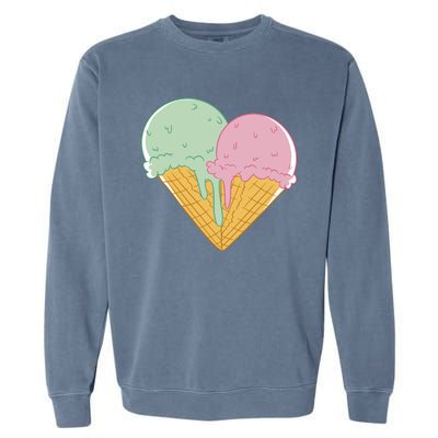 Heart Shaped Ice Cream Cute Gift Garment-Dyed Sweatshirt