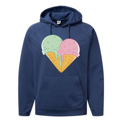 Heart Shaped Ice Cream Cute Gift Performance Fleece Hoodie