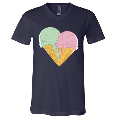 Heart Shaped Ice Cream Cute Gift V-Neck T-Shirt