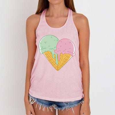 Heart Shaped Ice Cream Cute Gift Women's Knotted Racerback Tank