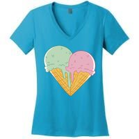 Heart Shaped Ice Cream Cute Gift Women's V-Neck T-Shirt