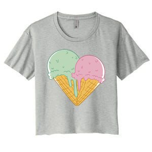 Heart Shaped Ice Cream Cute Gift Women's Crop Top Tee