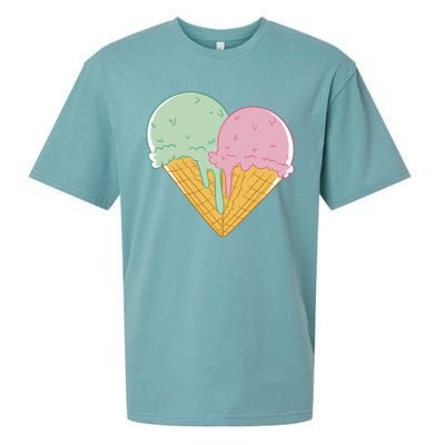 Heart Shaped Ice Cream Cute Gift Sueded Cloud Jersey T-Shirt