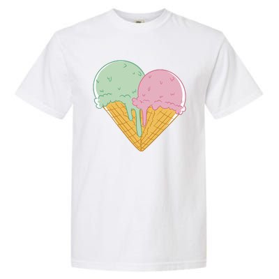 Heart Shaped Ice Cream Cute Gift Garment-Dyed Heavyweight T-Shirt