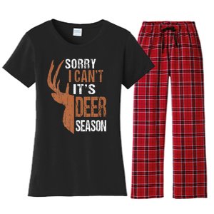 Hunting Sorry Its Deer Season Funny Hunter Dad Women's Flannel Pajama Set