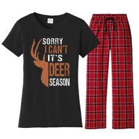 Hunting Sorry Its Deer Season Funny Hunter Dad Women's Flannel Pajama Set