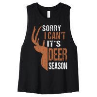 Hunting Sorry Its Deer Season Funny Hunter Dad Women's Racerback Cropped Tank