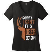 Hunting Sorry Its Deer Season Funny Hunter Dad Women's V-Neck T-Shirt