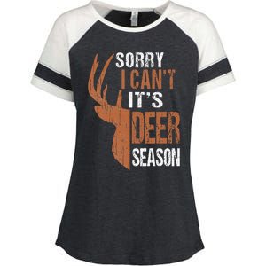 Hunting Sorry Its Deer Season Funny Hunter Dad Enza Ladies Jersey Colorblock Tee