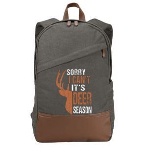 Hunting Sorry Its Deer Season Funny Hunter Dad Cotton Canvas Backpack