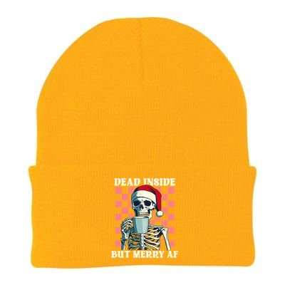 Holiday Skeleton Ing Coffee Dead Inside But Merry Af Cool Gift Knit Cap Winter Beanie