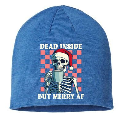 Holiday Skeleton Ing Coffee Dead Inside But Merry Af Cool Gift Sustainable Beanie