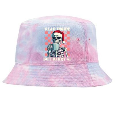 Holiday Skeleton Ing Coffee Dead Inside But Merry Af Cool Gift Tie-Dyed Bucket Hat