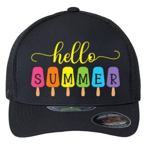 Hello Summer Ice Cream Top Popsicle Ice Lolly Hello Summer Flexfit Unipanel Trucker Cap