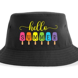 Hello Summer Ice Cream Top Popsicle Ice Lolly Hello Summer Sustainable Bucket Hat