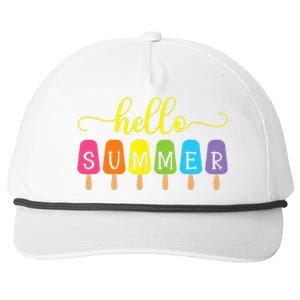 Hello Summer Ice Cream Top Popsicle Ice Lolly Hello Summer Snapback Five-Panel Rope Hat