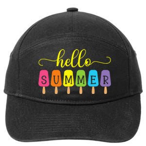 Hello Summer Ice Cream Top Popsicle Ice Lolly Hello Summer 7-Panel Snapback Hat