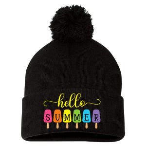 Hello Summer Ice Cream Top Popsicle Ice Lolly Hello Summer Pom Pom 12in Knit Beanie