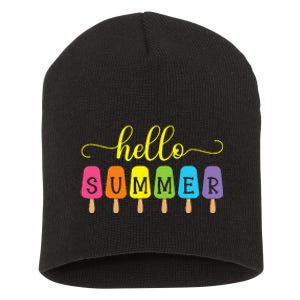 Hello Summer Ice Cream Top Popsicle Ice Lolly Hello Summer Short Acrylic Beanie