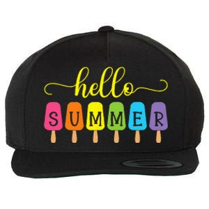 Hello Summer Ice Cream Top Popsicle Ice Lolly Hello Summer Wool Snapback Cap