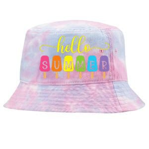 Hello Summer Ice Cream Top Popsicle Ice Lolly Hello Summer Tie-Dyed Bucket Hat