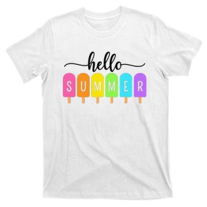 Hello Summer Ice Cream Family Vacation Popsicle Ice Beach T-Shirt