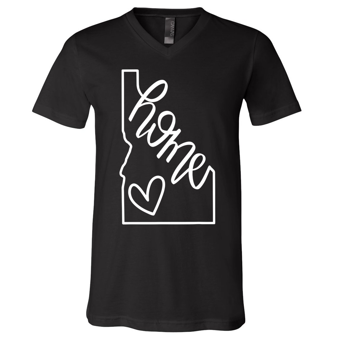 Home State Idaho Home Handlettered Graphic V-Neck T-Shirt