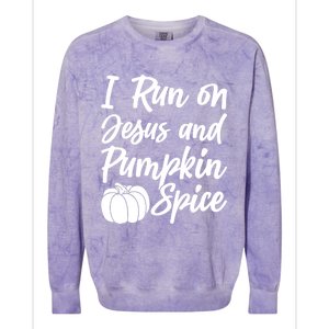 Halloween Season I Run On Jesus And Pumpkin Spice Gift Colorblast Crewneck Sweatshirt