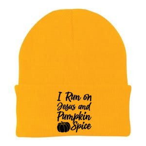 Halloween Season I Run On Jesus And Pumpkin Spice Gift Knit Cap Winter Beanie