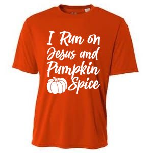 Halloween Season I Run On Jesus And Pumpkin Spice Gift Cooling Performance Crew T-Shirt