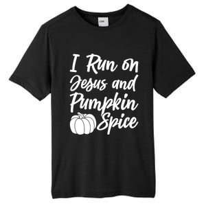 Halloween Season I Run On Jesus And Pumpkin Spice Gift Tall Fusion ChromaSoft Performance T-Shirt